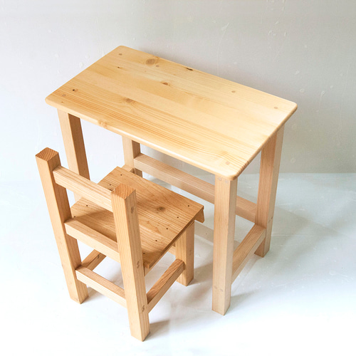 着色なし（素木）シンプルな子ども用 机椅子セット 机・デスク つくり