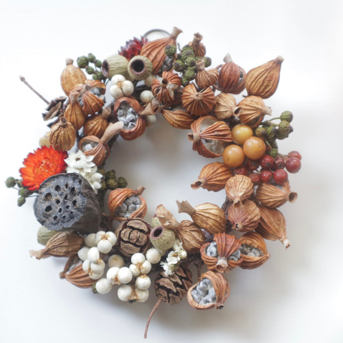 送料無料】Creema限定 木の実たっぷりハロウィンリース① ドライ