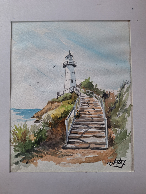 水彩画 冬の灯台 絵画 makochin 通販 18186580｜Creema(クリーマ)
