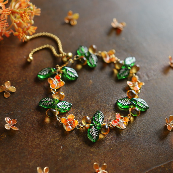 実りの秋 金木犀とチェコビーズのブレスレット ブレスレット 発送まで