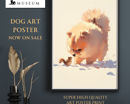 狼林（ROURIN）作　犬（ポメラニアン）の水彩画 2008年 ポメラニアン 犬 ドローイング 水彩画 イラスト アート