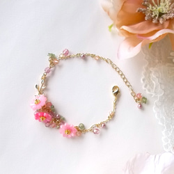 淡水パールと桜の花びらのブレスレット ブレスレット ちくわ