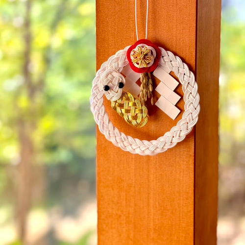 巳年】吉祥※小判を咥えた巳さん水引しめ飾り しめ縄・しめ飾り