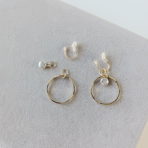 痛くないイヤリング☆組み合わせ自由なチャーム5セットイヤリング/c018/金属アレルギー対応 12枚目の画像