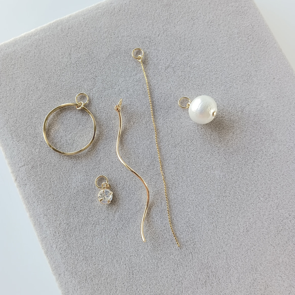 痛くないイヤリング☆組み合わせ自由なチャーム5セットイヤリング/c018/金属アレルギー対応 11枚目の画像