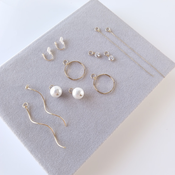 痛くないイヤリング☆組み合わせ自由なチャーム5セットイヤリング/c018/金属アレルギー対応 13枚目の画像