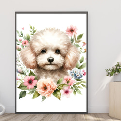 油絵 ちえ 花冠のかわいいトイプードル 油絵 ちえ 花冠のかわいいトイ