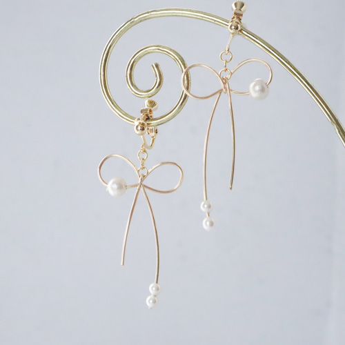 リボン パール ピアス＆イヤリング イヤリング