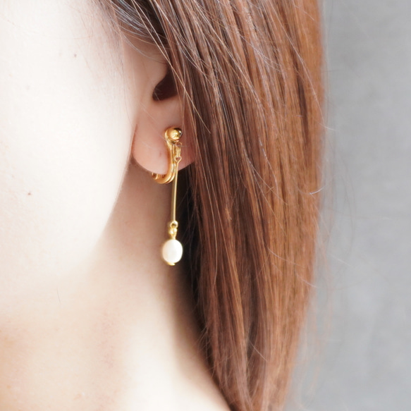 小粒が可愛い】痛くないイヤリング 日本製金具 揺れる 淡水パール