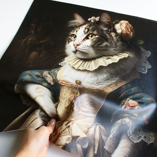 フランス生地 合皮 貴族の猫 パネルサイズ 生地 紡ぐ布屋 ron 通販  