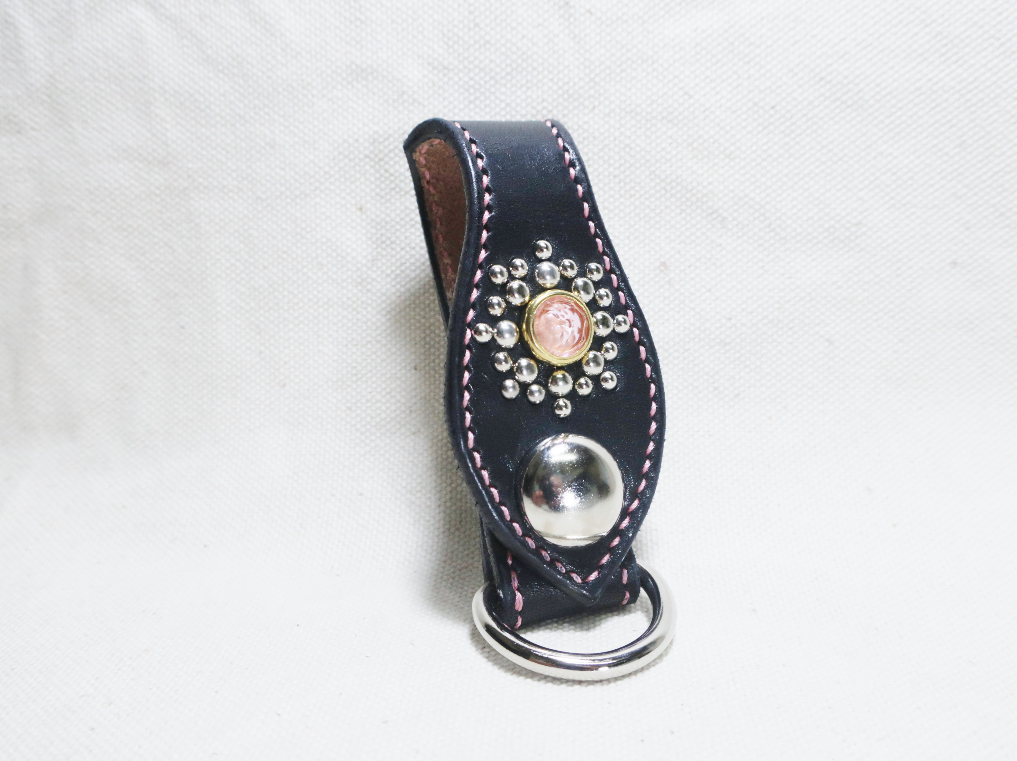 スタッズキーループ サドルレザー レザークラフト 革小物 ベルトキーループ キーリング 手縫 限定品 新品未使用 6,000円