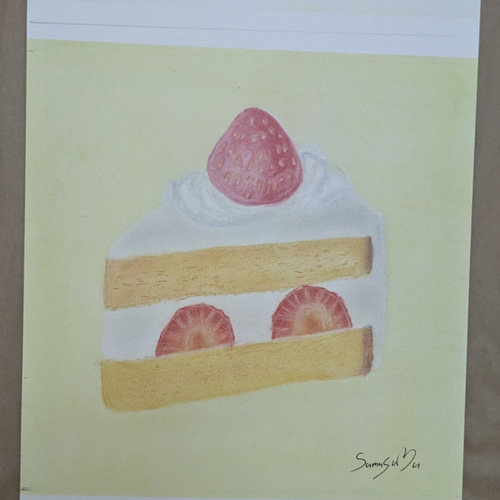 いちごのケーキ』(原画) パステル 絵画 すむすむ 通販 18187381