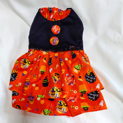 着せやすい犬服♪ハロウィンかぼちゃパンツ風ワンピース♪オーダー