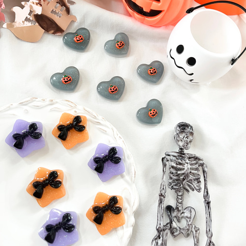 レジン ハロウィン限定 ハロウィンカラーのお星さまヘアゴム