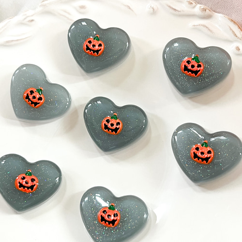 レジン ハロウィン限定 かぼちゃのハートヘアゴム キッズ ベビー