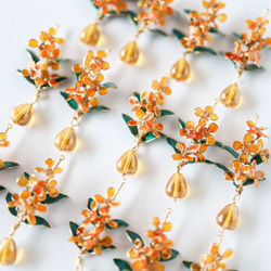 【Creema限定　秋の福袋】金木犀と葉っぱのピアス／イヤリング＆ネックレスのセット 8枚目の画像