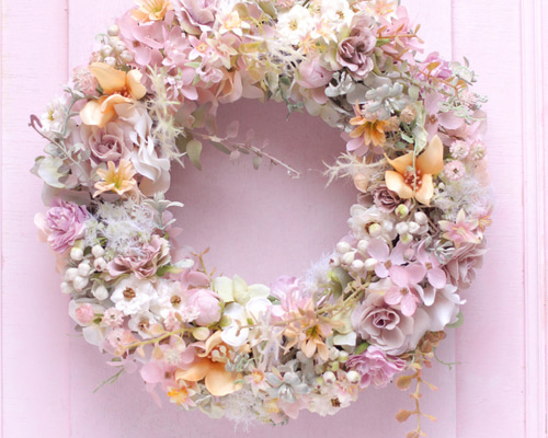 ニュアンスカラーのローズリース アーティフィシャルフラワー フラワー