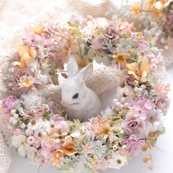 ニュアンスカラーのローズリース　アーティフィシャルフラワー フラワーリース　ギフト　プレゼント　結婚祝い　くすみピンク 4枚目の画像