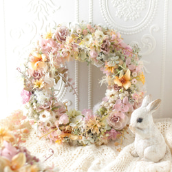 ニュアンスカラーのローズリース　アーティフィシャルフラワー フラワーリース　ギフト　プレゼント　結婚祝い　くすみピンク 11枚目の画像