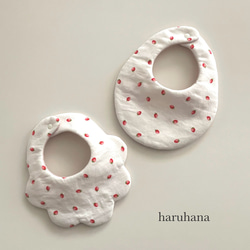 ふんわりぽこぽこダブルガーゼスタイ✺黄色とピンクの可愛い小花