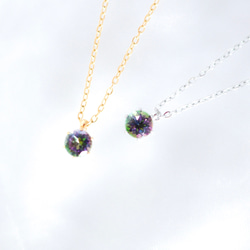 ミスティックトパーズのシンプルな一粒ネックレス】5mm / 緑 紫