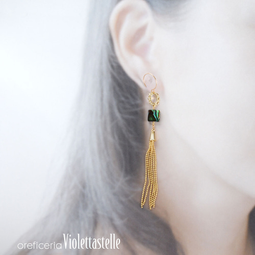 14kgf アバロンのピアスwithオパール ピアス（フック・チェーン） violettastelle 通販｜Creema(クリーマ) 16368246