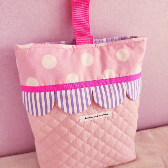 【三件套裝】絎縫扇貝●課包●鞋盒●體操衣架紫色 尺寸可更換 第6張的照片