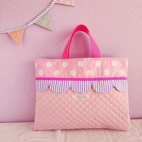 【三件套裝】絎縫扇貝●課包●鞋盒●體操衣架紫色 尺寸可更換 第2張的照片