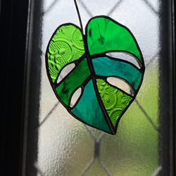 モンステラ♢ステンドグラス♢サンキャッチャーS アートフラワー