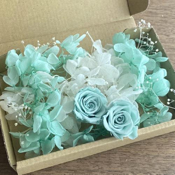 プリザーブドフラワー ティファニーブルーバラ 2輪