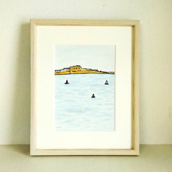 港町三崎(水彩画 額縁付き) 港町三崎(水彩画 額縁付き) 港町三崎(水彩画 額縁付き) 港町三崎