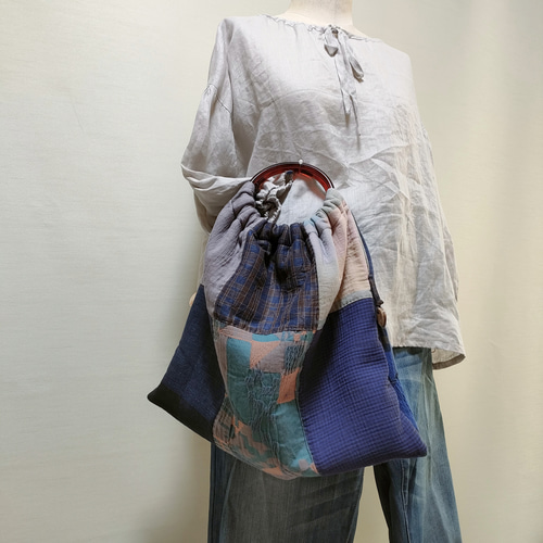 素敵な 群言堂布組ハギレの秋bag オリジナル一点もの cm4 トートバッグ エコバッグ・サブバッグ