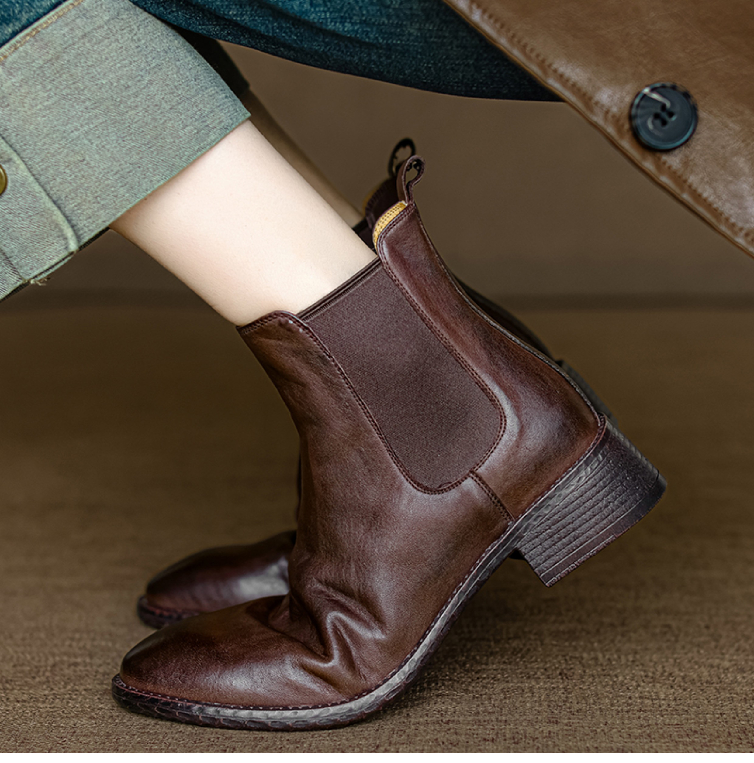 スポッと履けて快適フィット！サイドゴアショートブーツ♪ ぺたんこ サイドゴア ブーツ ローヒール 敬老の日 母の日 旅行