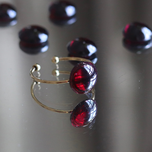 大粒ガーネット 柘榴の指輪 フリーリング 天然石 秋冬 レッド