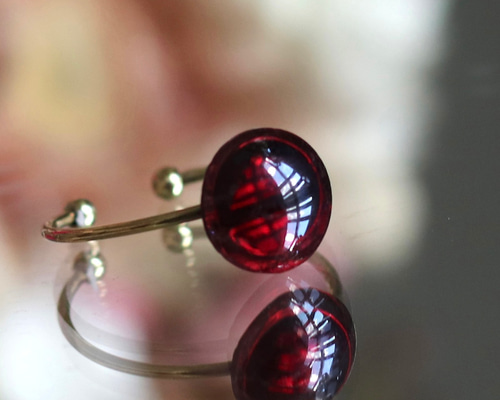 大粒ガーネット　リング 大粒ガーネット 柘榴の指輪 フリーリング 天然石 秋冬 レッド