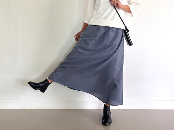 スカート見えするのに実はパンツ！　かっこいいワイドパンツ&スカート 春夏　アイスグレー  PS700 1枚目の画像