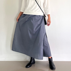 スカート見えするのに実はパンツ！　かっこいいワイドパンツ&スカート 春夏　アイスグレー  PS700 5枚目の画像