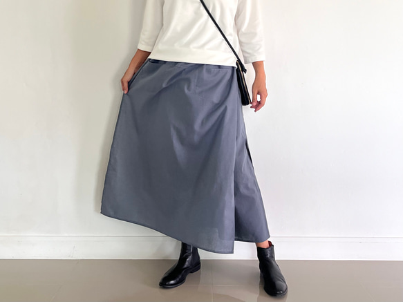 スカート見えするのに実はパンツ！　かっこいいワイドパンツ&スカート 春夏　アイスグレー  PS700 5枚目の画像