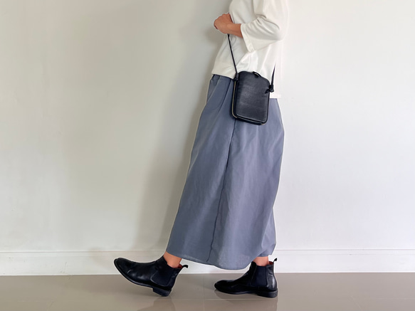 スカート見えするのに実はパンツ！　かっこいいワイドパンツ&スカート 春夏　アイスグレー  PS700 7枚目の画像