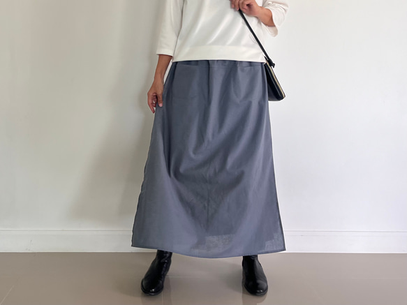 スカート見えするのに実はパンツ！　かっこいいワイドパンツ&スカート 春夏　アイスグレー  PS700 6枚目の画像