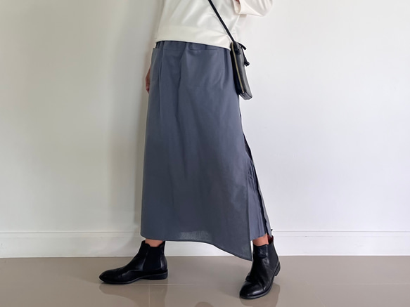 スカート見えするのに実はパンツ！　かっこいいワイドパンツ&スカート 春夏　アイスグレー  PS700 9枚目の画像