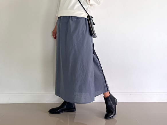 スカート見えするのに実はパンツ！　かっこいいワイドパンツ&スカート 春夏　アイスグレー  PS700 3枚目の画像