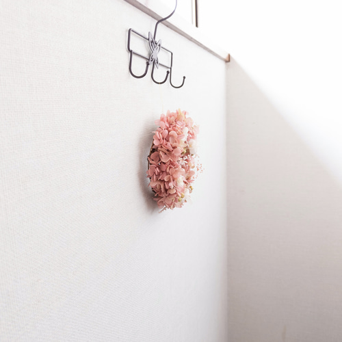 ピンクパープルのフラワーリース　　くすみアンティークピンク アンティークピンク＊ニュアンスカラー＊紫陽花とソラローズのハーフ