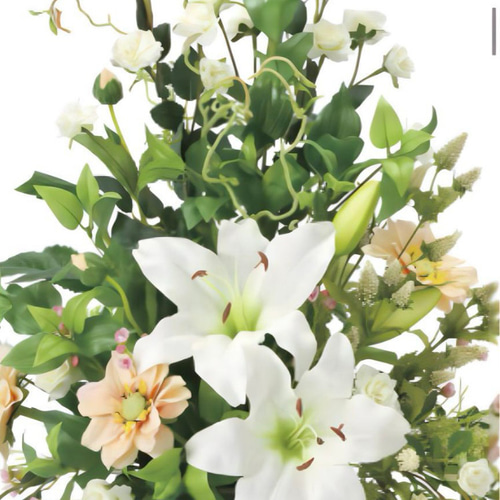 光触媒　人工観葉植物　フェイクグリーン　お供え花　スタイリッシュカサブランカ 造花(光触媒)】アレンジメントフラワー スタイリッシュ