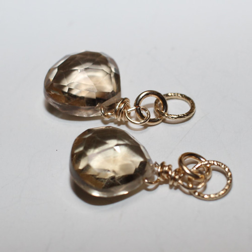 14KGF シャンパンクォーツのピアス＆イヤリングのチャーム（金具なし  