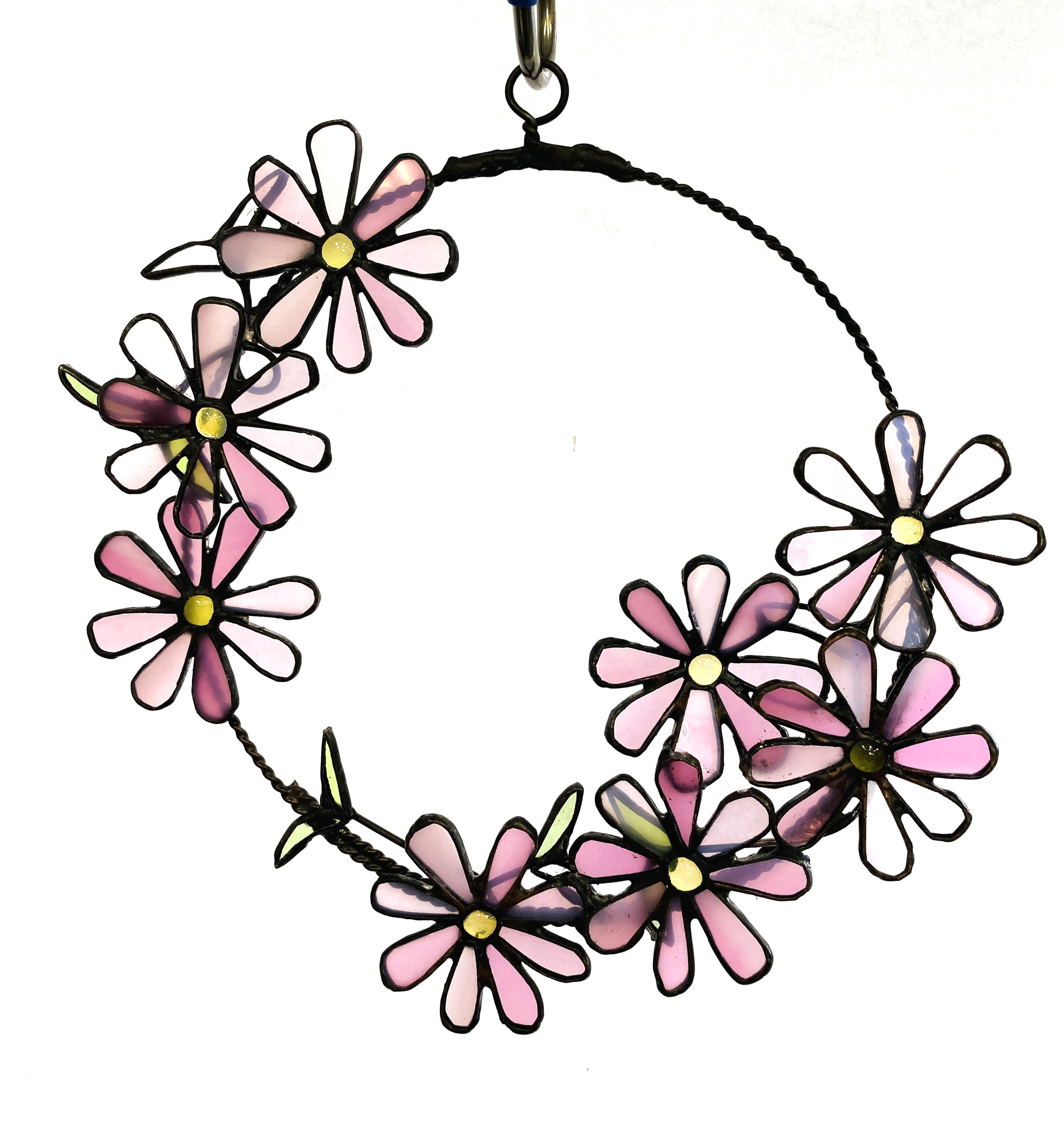 秋桜のリース　ステンドグラス