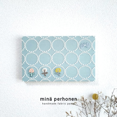 ファブリックパネル　ミナペルホネン　タンバリン　北欧風　ブルー　青　プレゼント ファブリックパネルミナペルホネンタンバリン北欧風ブルー青プレゼント