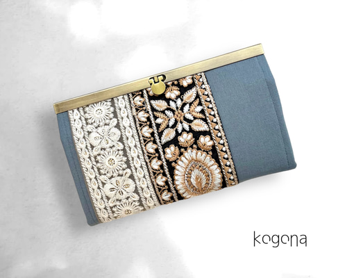 ms♡ 長財布 インド刺繍ハート柄ベージュ ハンドメイド ms♡様専用 長