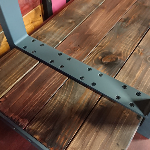 マットグレーでアイアンなお洒落ベンチ♪ 38×356×1832×400mm 組立式  