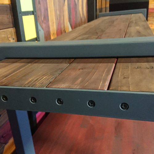 マットグレーでアイアンなお洒落ベンチ♪ 38×356×1832×400mm 組立式  